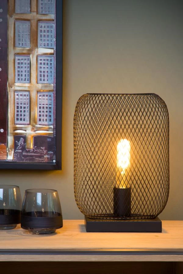 Lucide MESH - Table lamp - 1xE27 - Black - ambiance 2